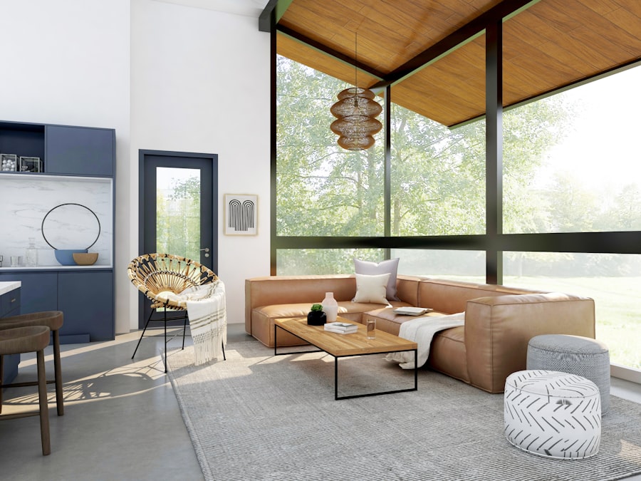 Warm Thai living room with teak and rattan